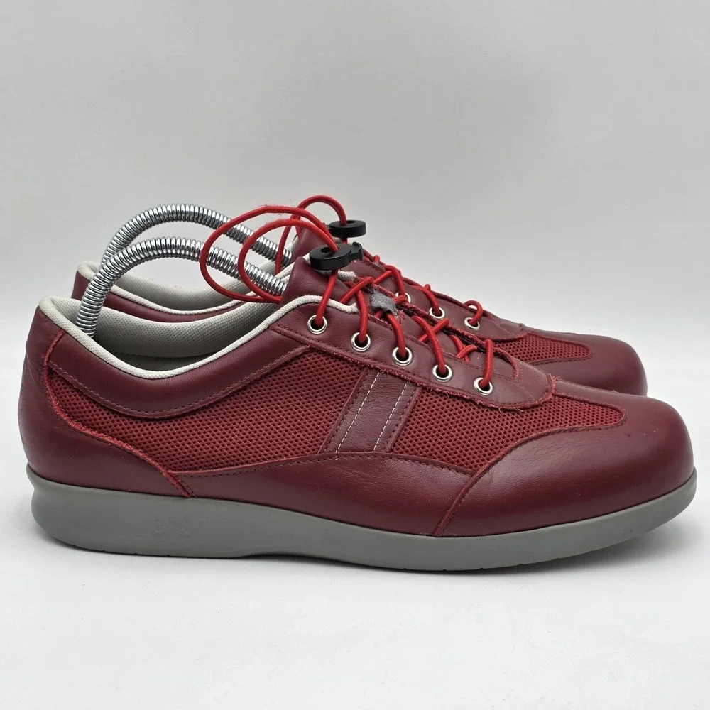 SAS Mesh Walking Shoes Sneakers Womens Size 11 W Red Leather Orthotic SEE PHOTOS